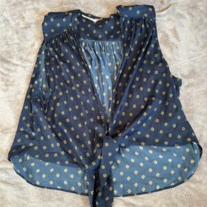 FP Movement by Free People Navy and Gold Blouse